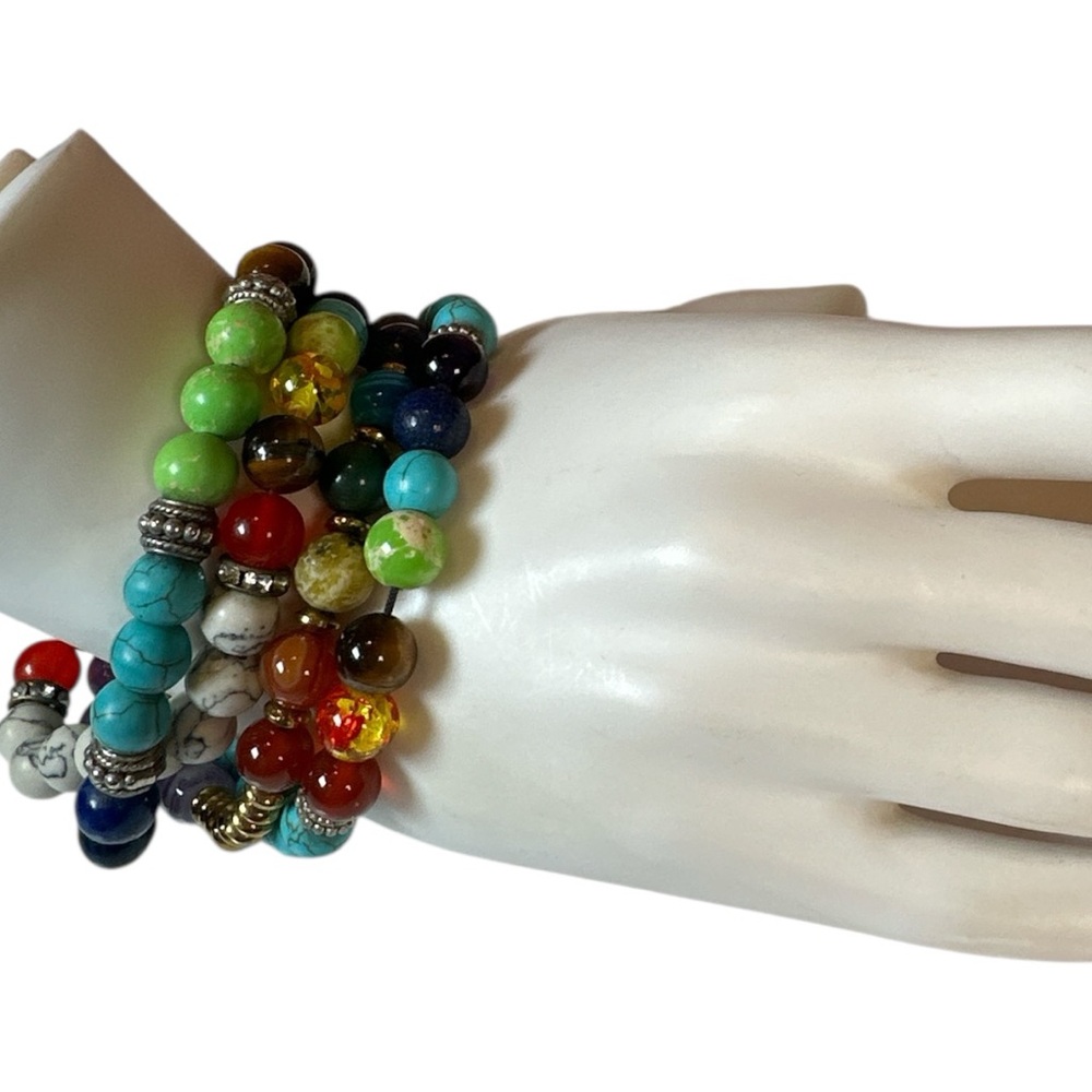 Colorful Beaded Necklace and Bracelet Set - Picture 4 of 4